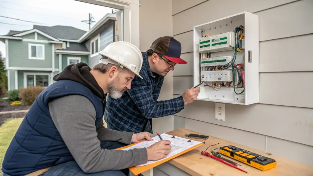 A Seattle homeowner reviewing their electrical system, ensuring Seattle home electrical system earthquake preparedness.