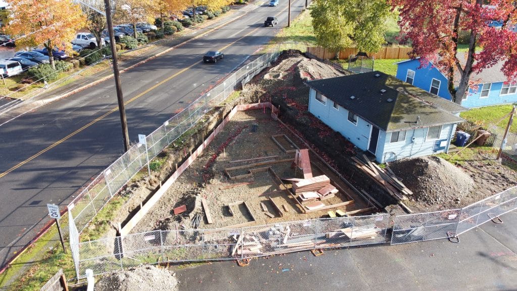 Site preparation for 12-unit apartment building foundation in Washington