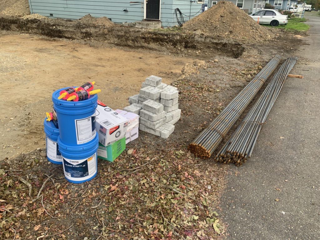 foundation construction materials on site in Seattle