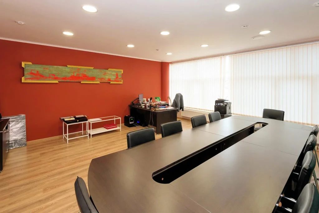 Commercial office interior painting with accent wall in Bellevue Washington