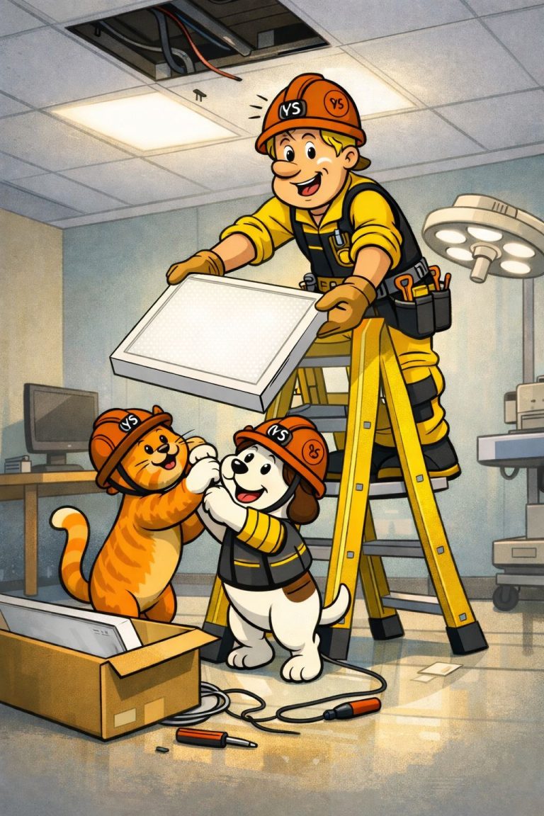 commercial LED panel light installation in office