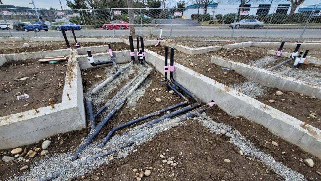Underground plumbing and drainage network within concrete strip footings in Tacoma WA by YSG Construct