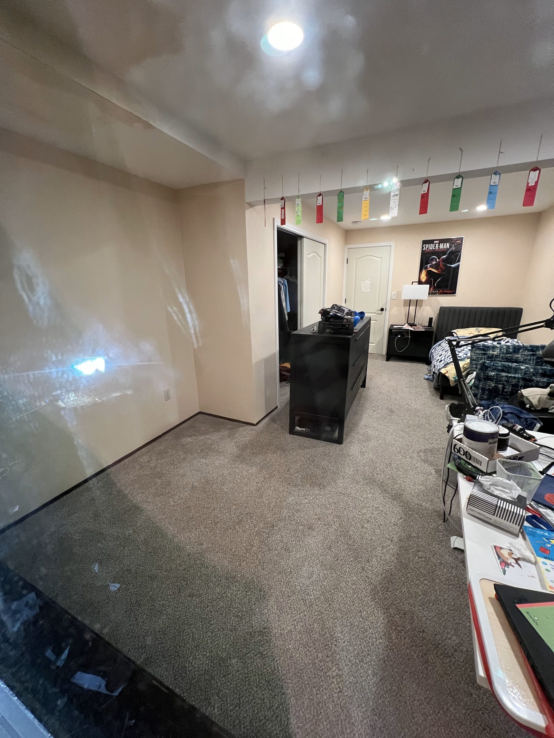 Finished interior bedroom after structural wall repair in Redmond WA